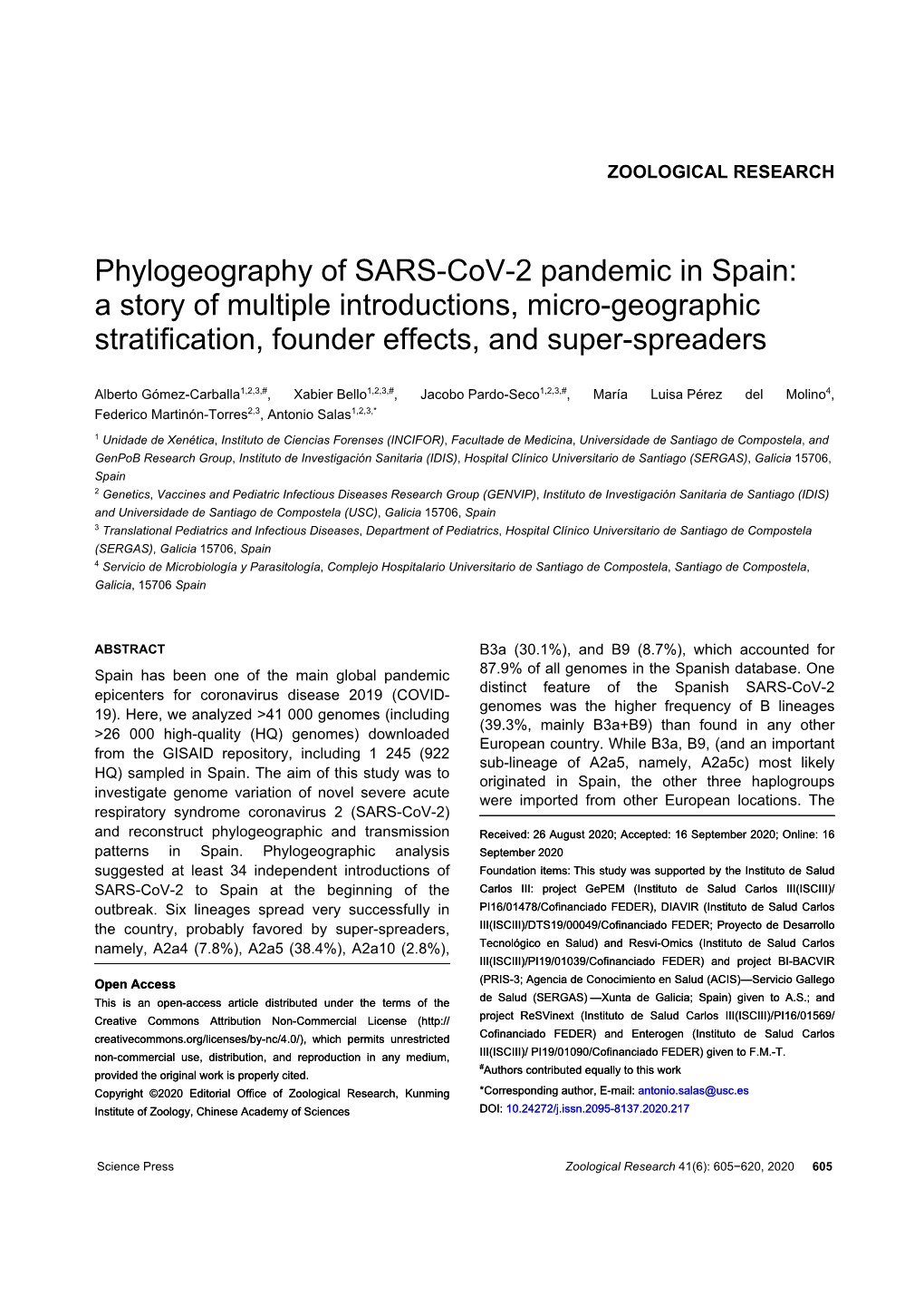 Phylogeography of SARS-Cov-2 Pandemic in Spain: a Story of Multiple Introductions, Micro-Geographic Stratification, Founder Effects, and Super-Spreaders