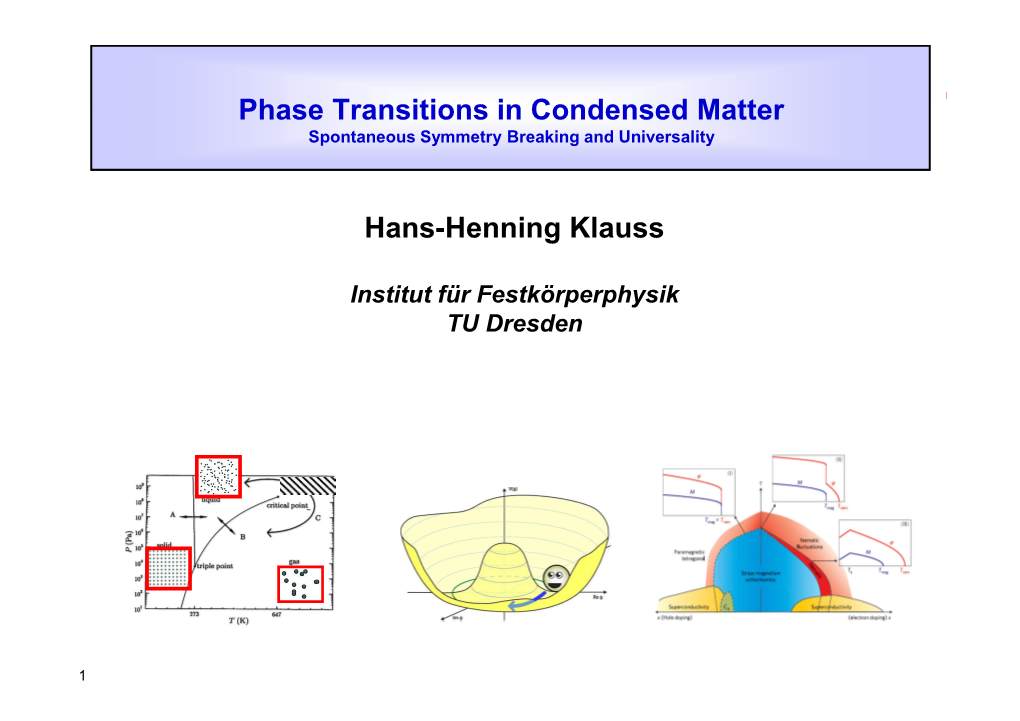 Phase Transitions in Condensed Matter Hans-Henning Klauss
