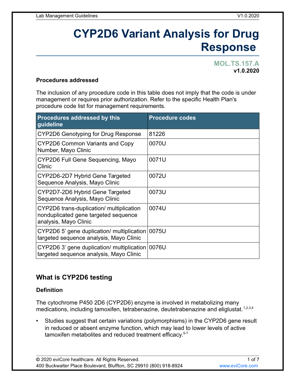 CYP2D6 Variant Analysis for Drug Response