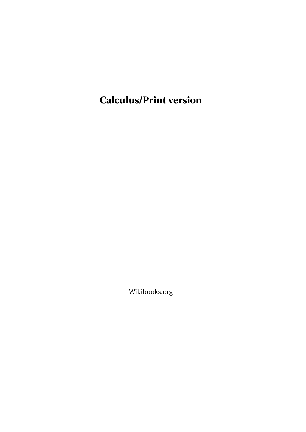 Calculus/Print Version