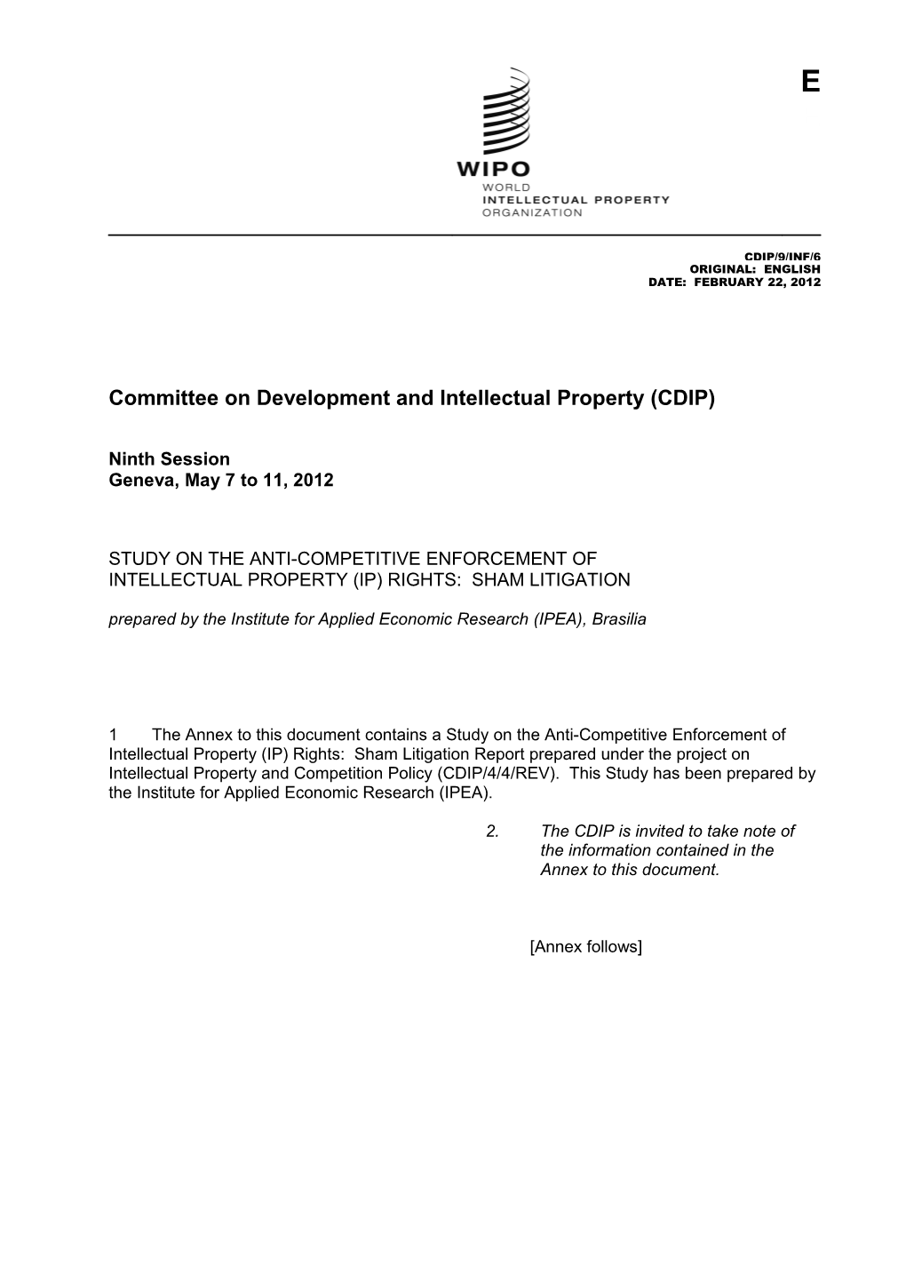 Committee on Development and Intellectual Property (CDIP)