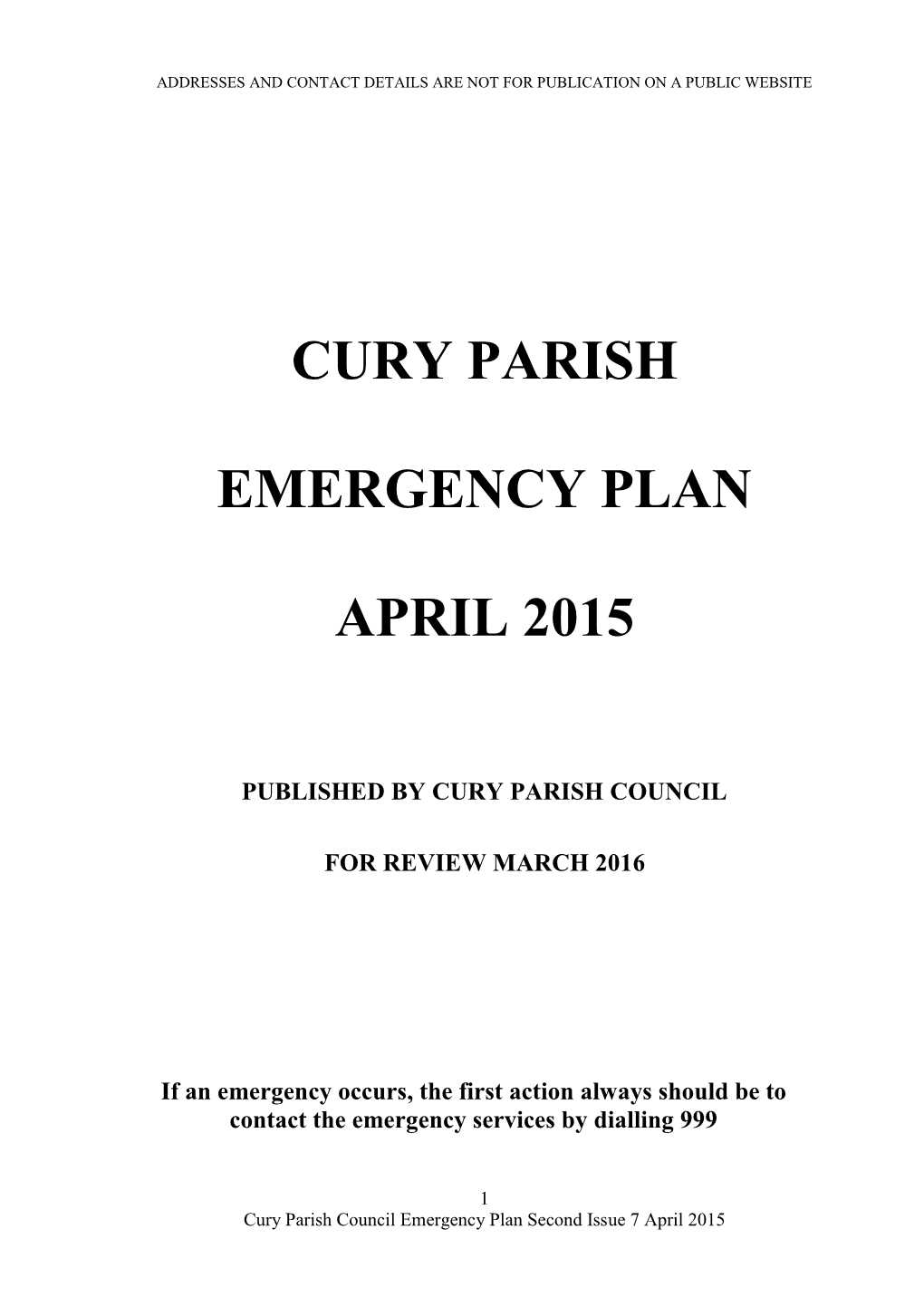 Cury Parish Emergency Plan April 2015