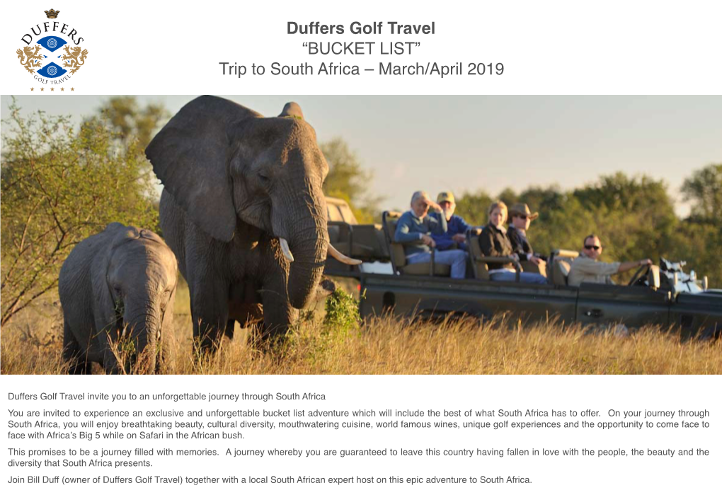 Duffers Golf Travel South Africa 2019