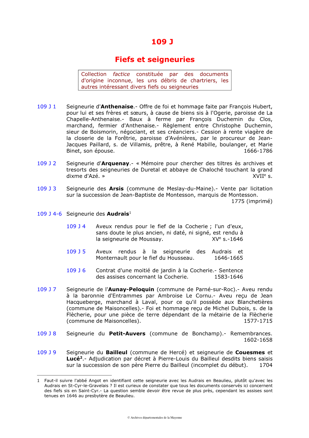 109 J Fiefs Et Seigneuries 2