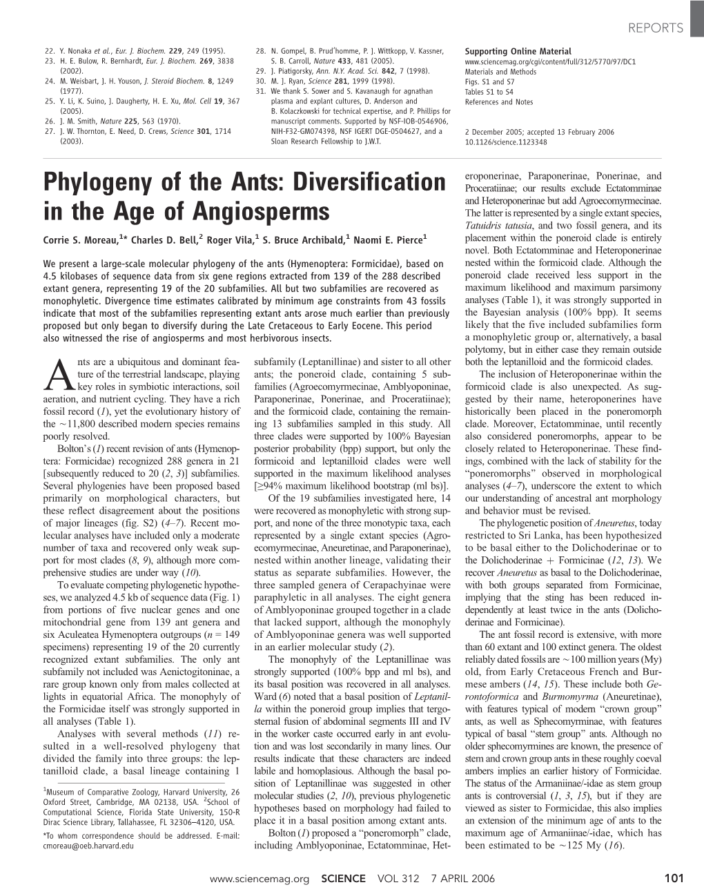 Phylogeny of the Ants: Diversification in the Age of Angiosperms