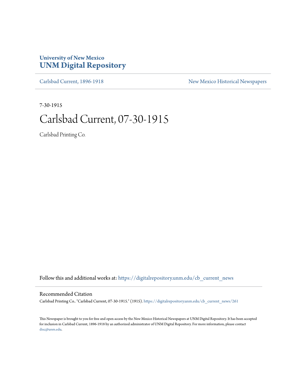 Carlsbad Current, 07-30-1915 Carlsbad Printing Co