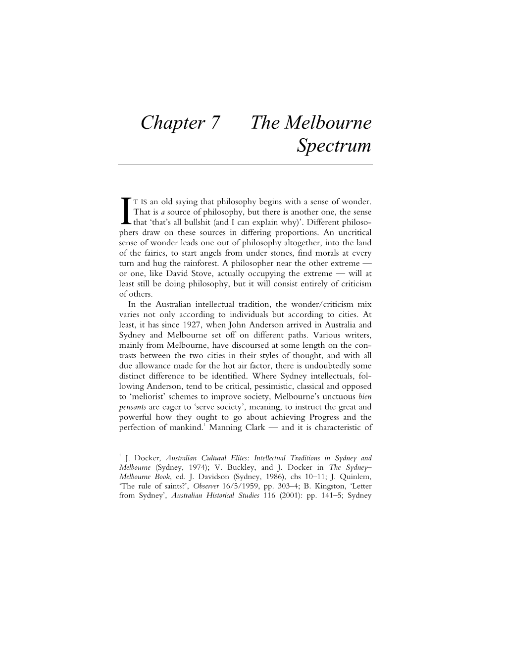 The Melbourne Spectrum