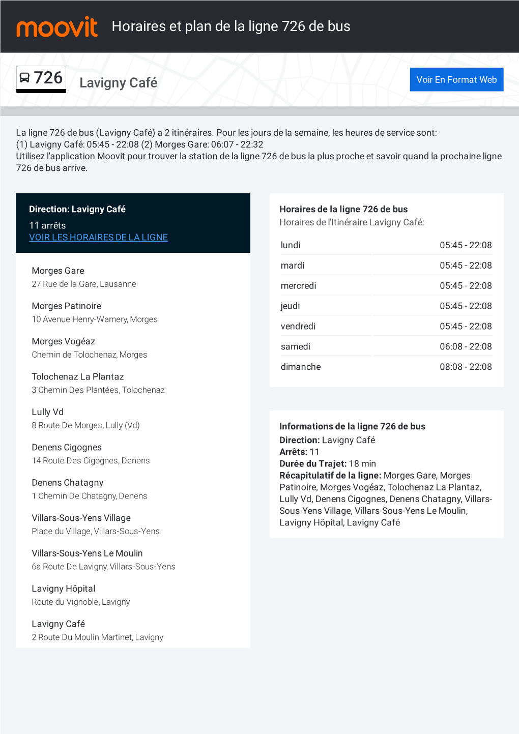 Horaires Et Trajet De La Ligne 726 De Bus Sur Une Carte