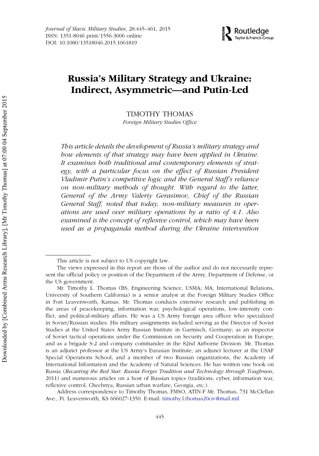 Russia's Military Strategy and Ukraine