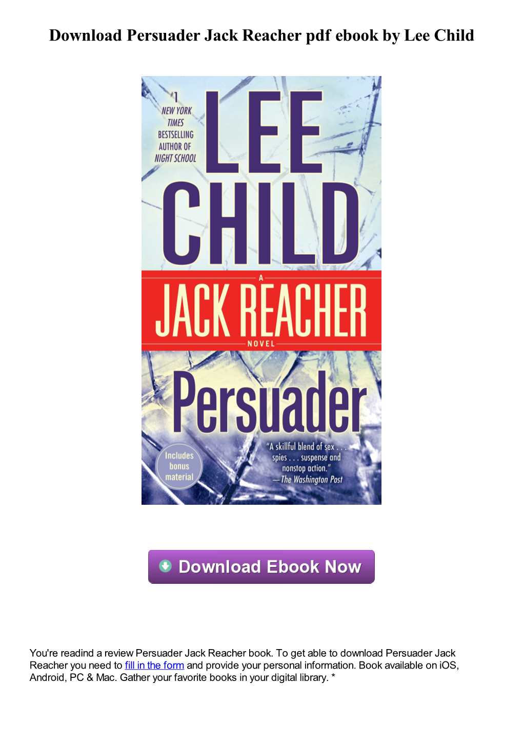 Download Persuader Jack Reacher Pdf Ebook by Lee Child