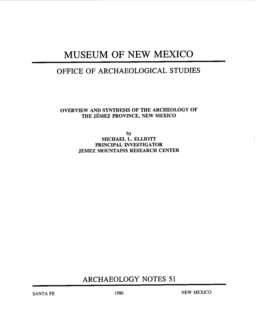 Museum of New Mexico Office of Archaeological Studies