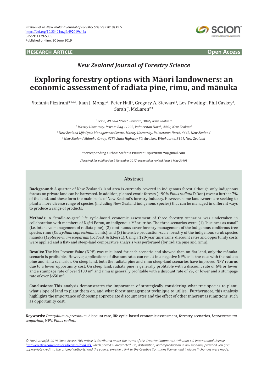 An Economic Assessment of Radiata Pine, Rimu, and Mānuka