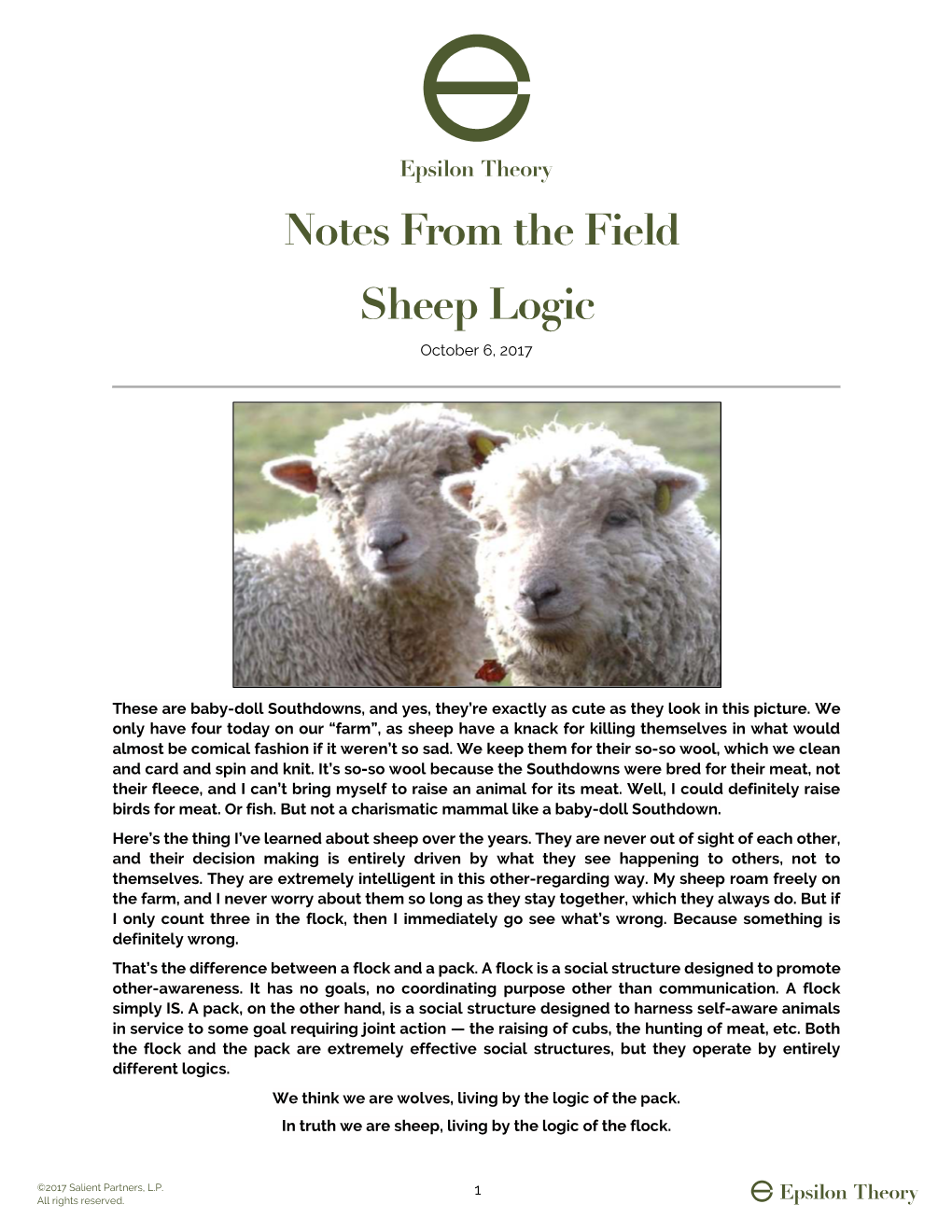 Notes from the Field | Sheep Logic