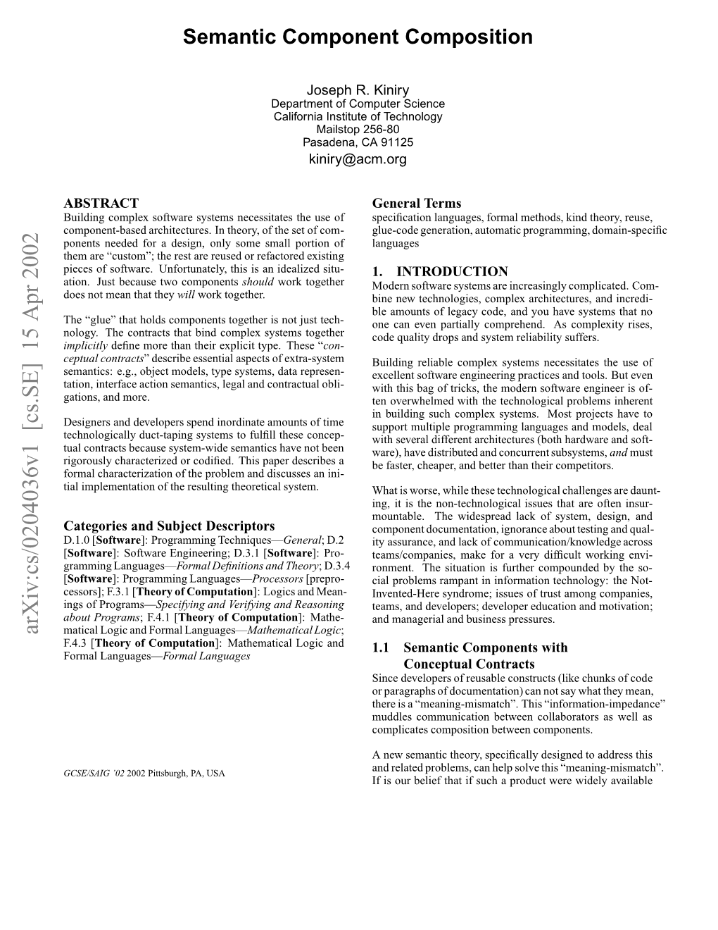 Semantic Component Composition