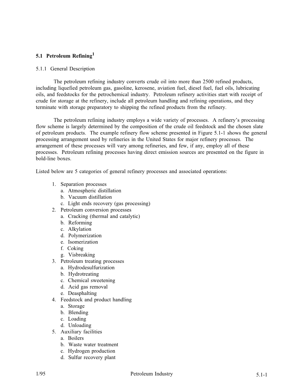 5.1 Petroleum Refining1