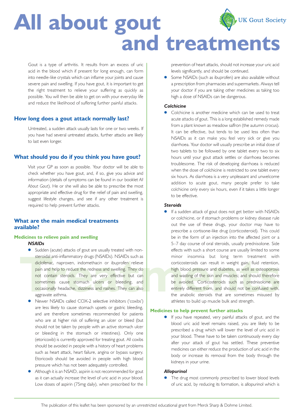 Gout Treatment Factsheet