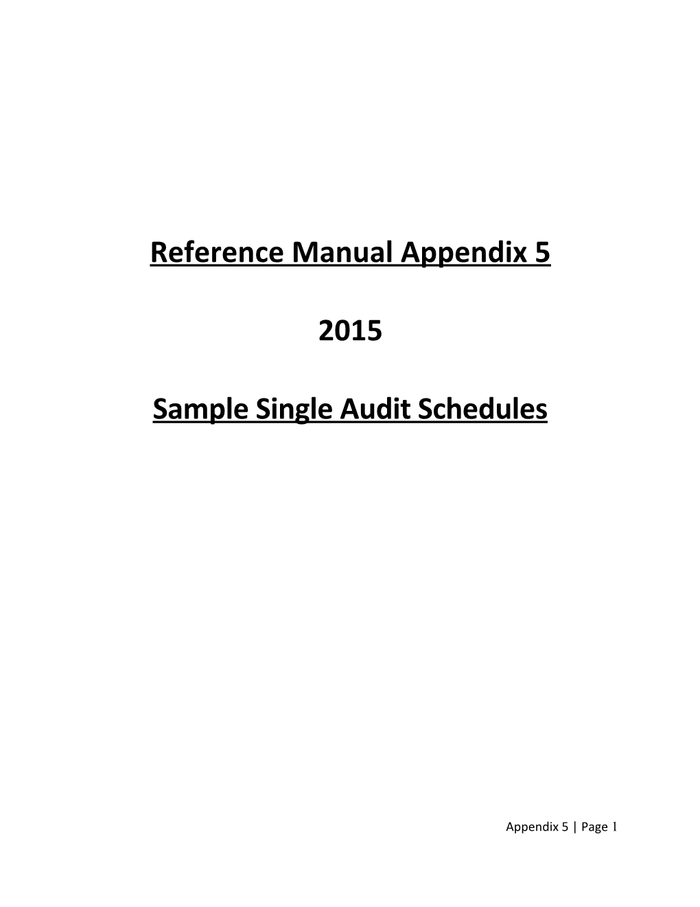 Sample Single Audit Schedules