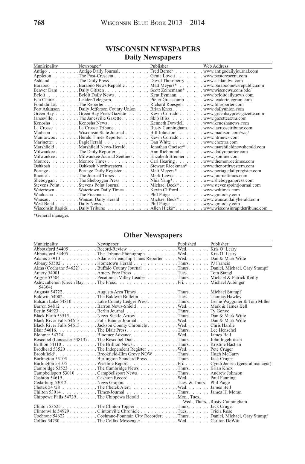 2013-2014 Wisconsin Blue Book: Chapter 8