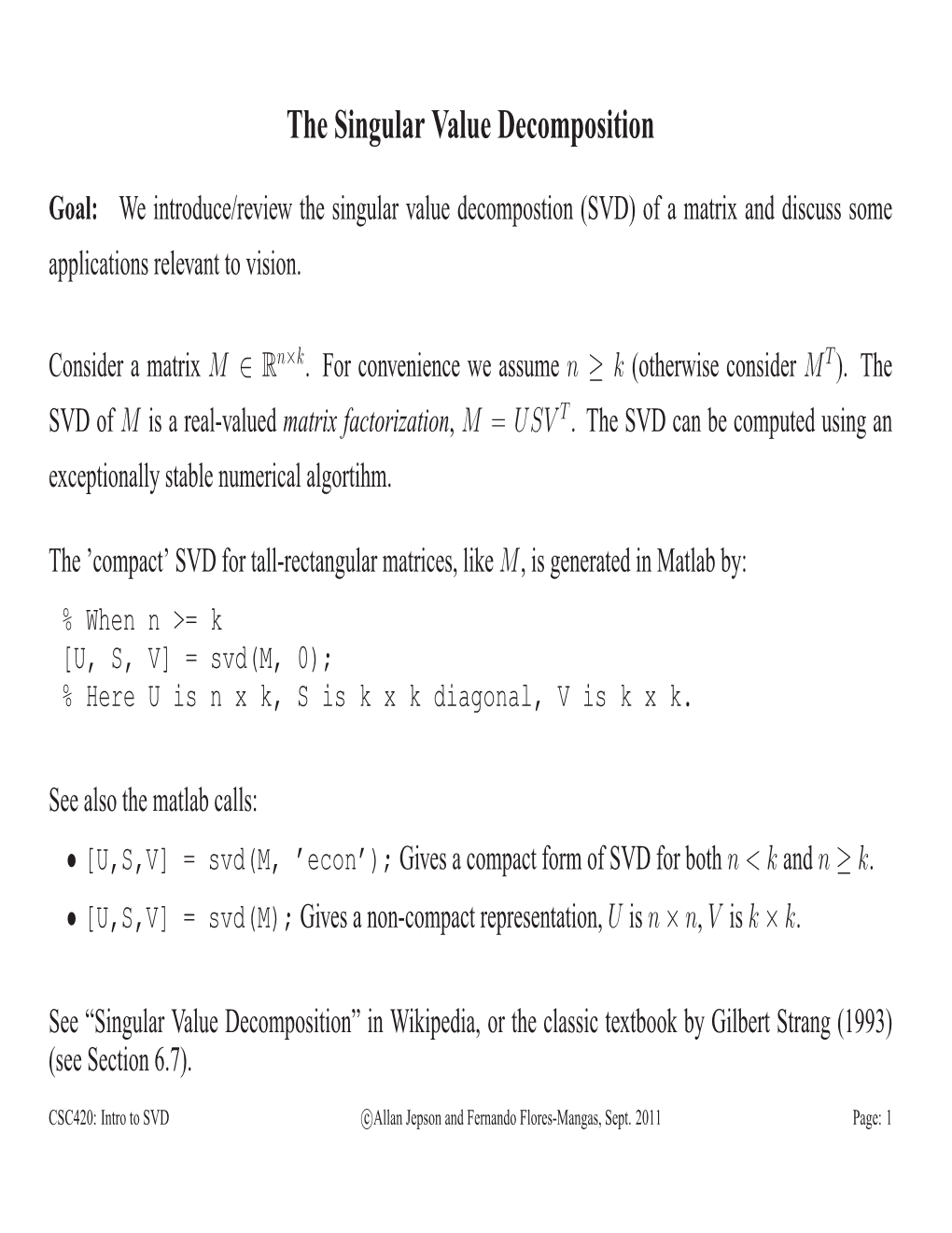 The Singular Value Decomposition