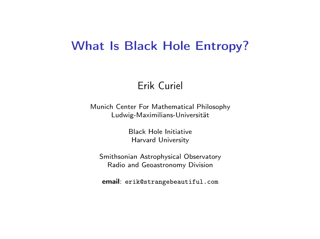 What Is Black Hole Entropy?