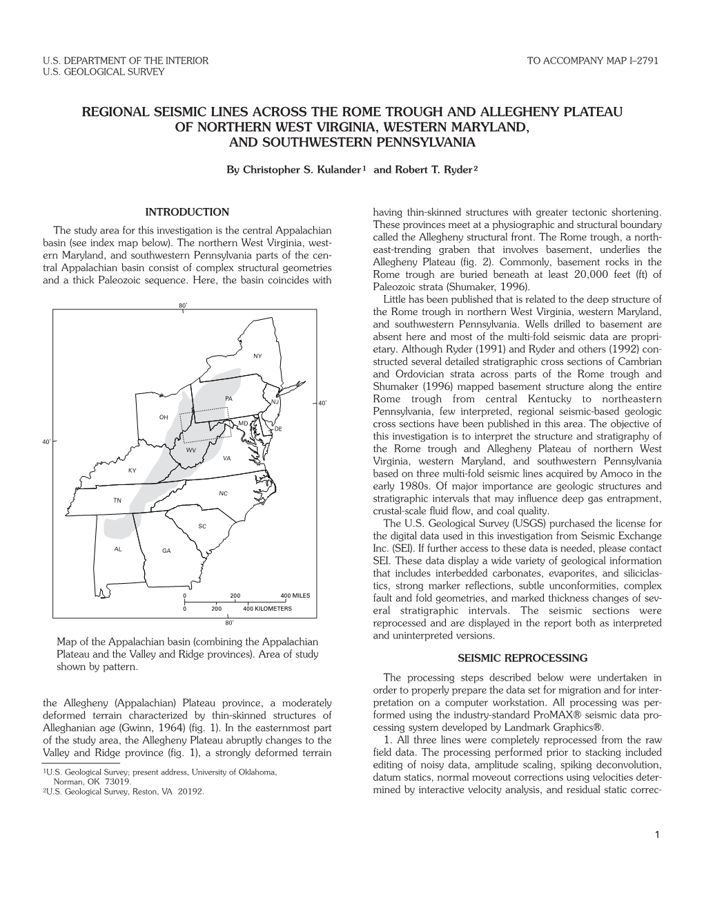 Regional Seismic Lines Across the Rome Trough and Allegheny Plateau of Northern West Virginia, Western Maryland, and Southwestern Pennsylvania