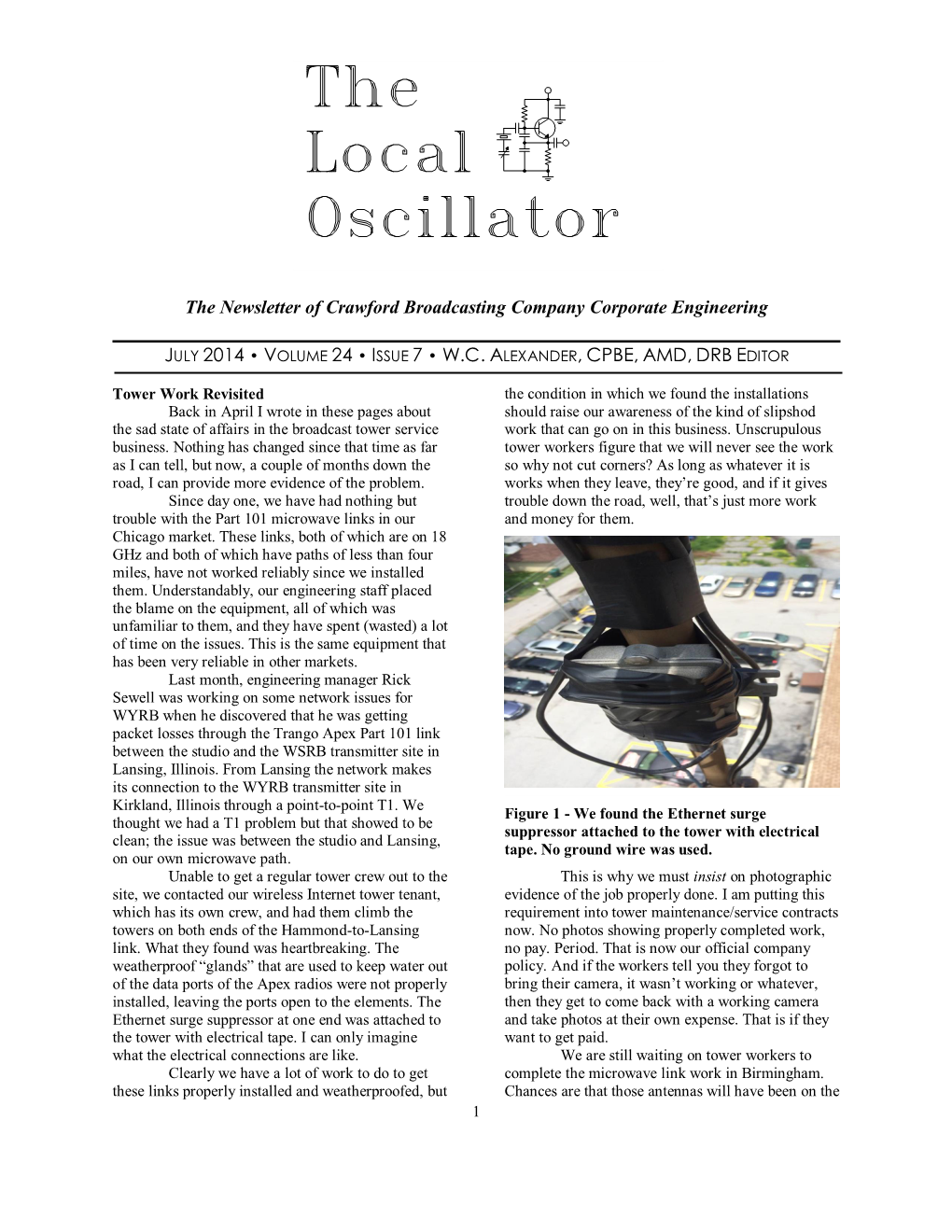 The Newsletter of Crawford Broadcasting Company Corporate Engineering