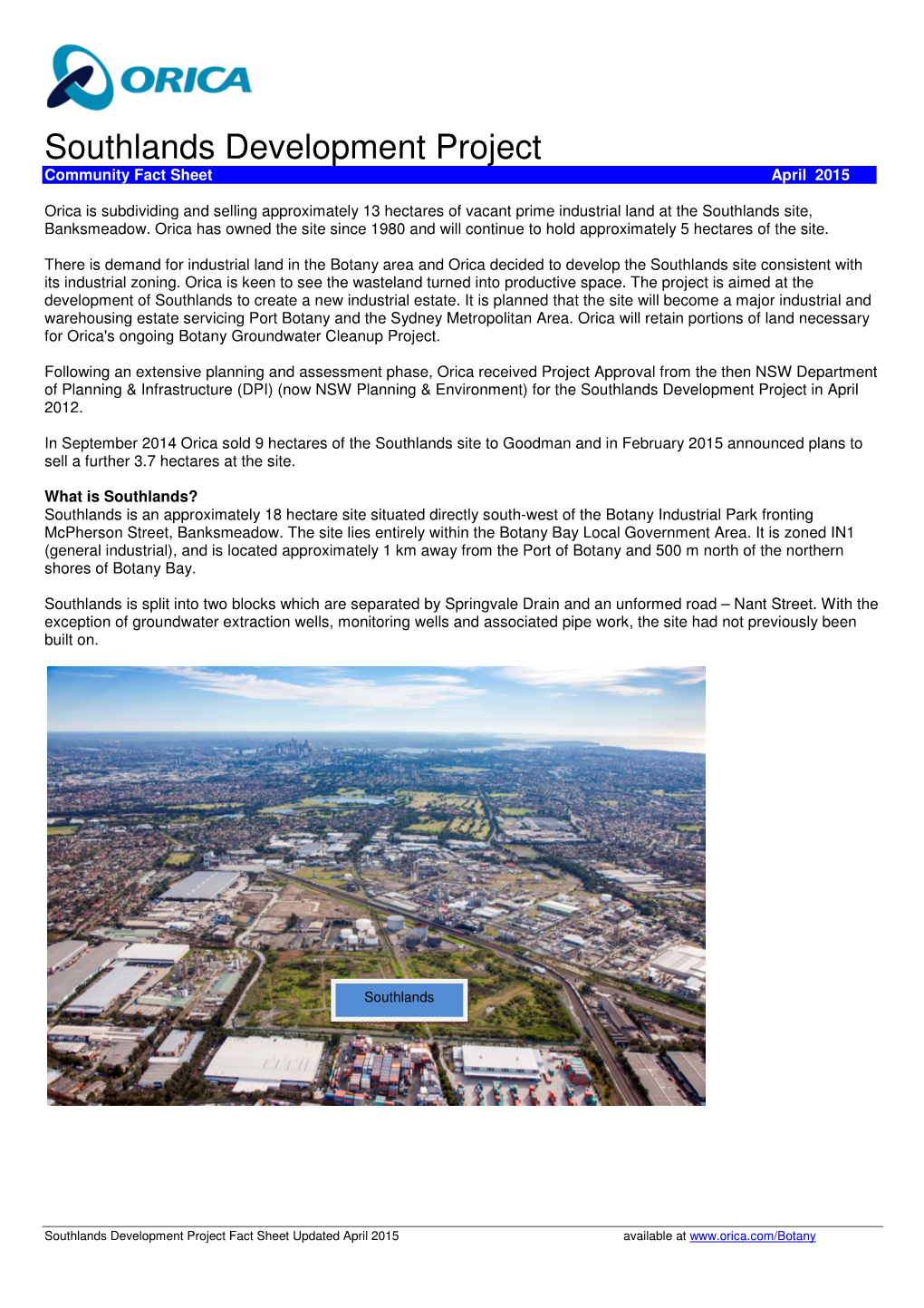 Southlands Fact Sheet April 2015 Rev 1