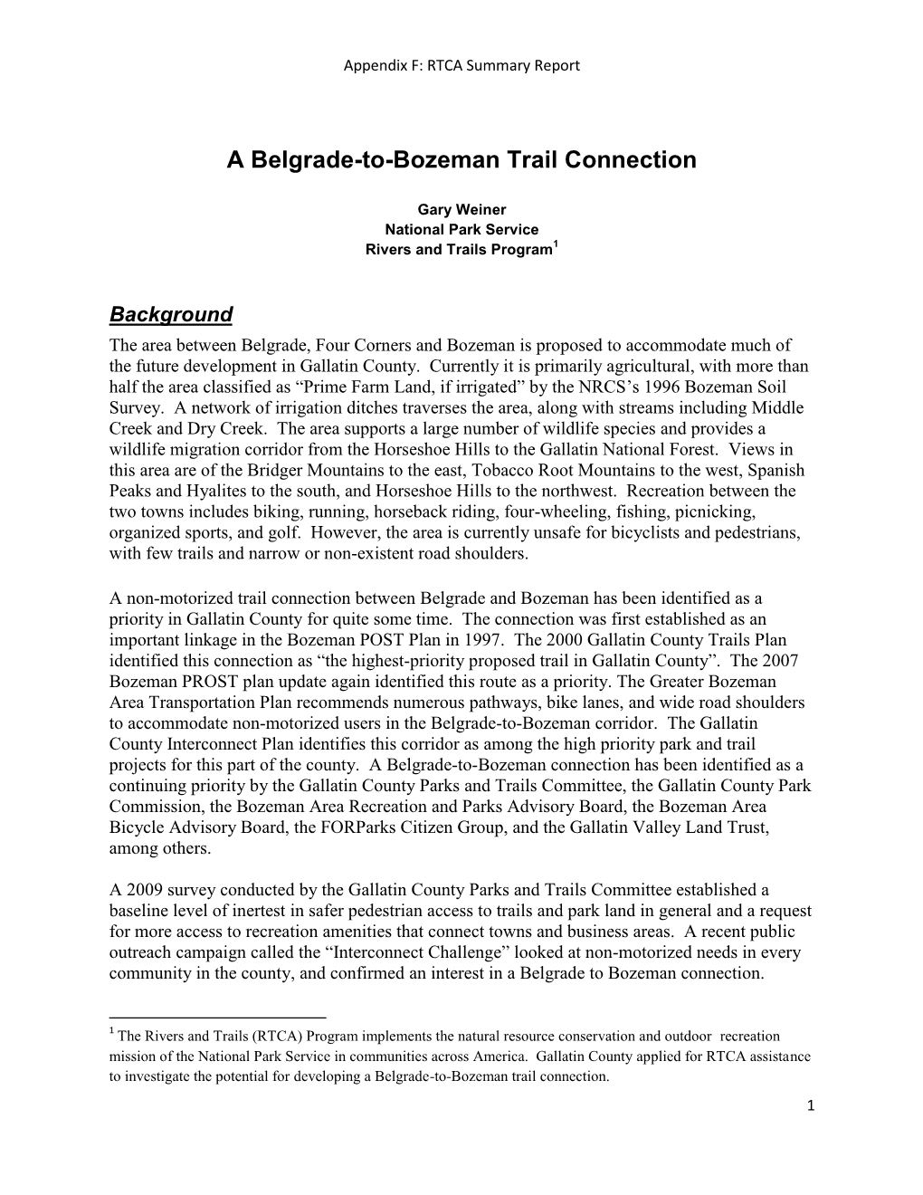 A Belgrade-To-Bozeman Trail Connection