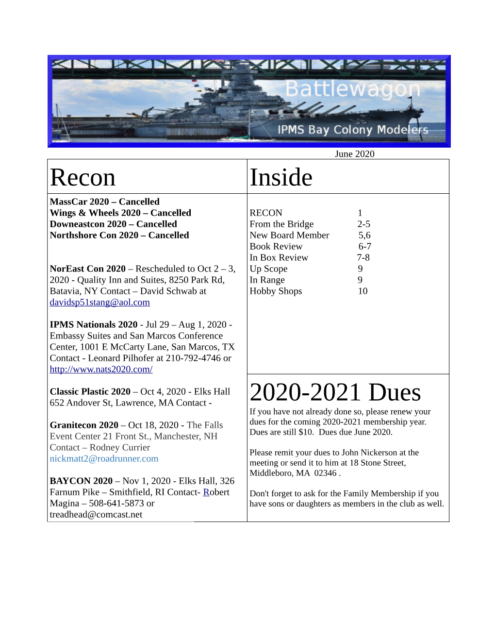 Recon Inside 2020-2021 Dues