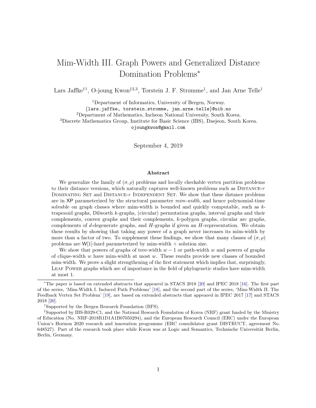 Mim-Width III. Graph Powers and Generalized Distance Domination Problems∗