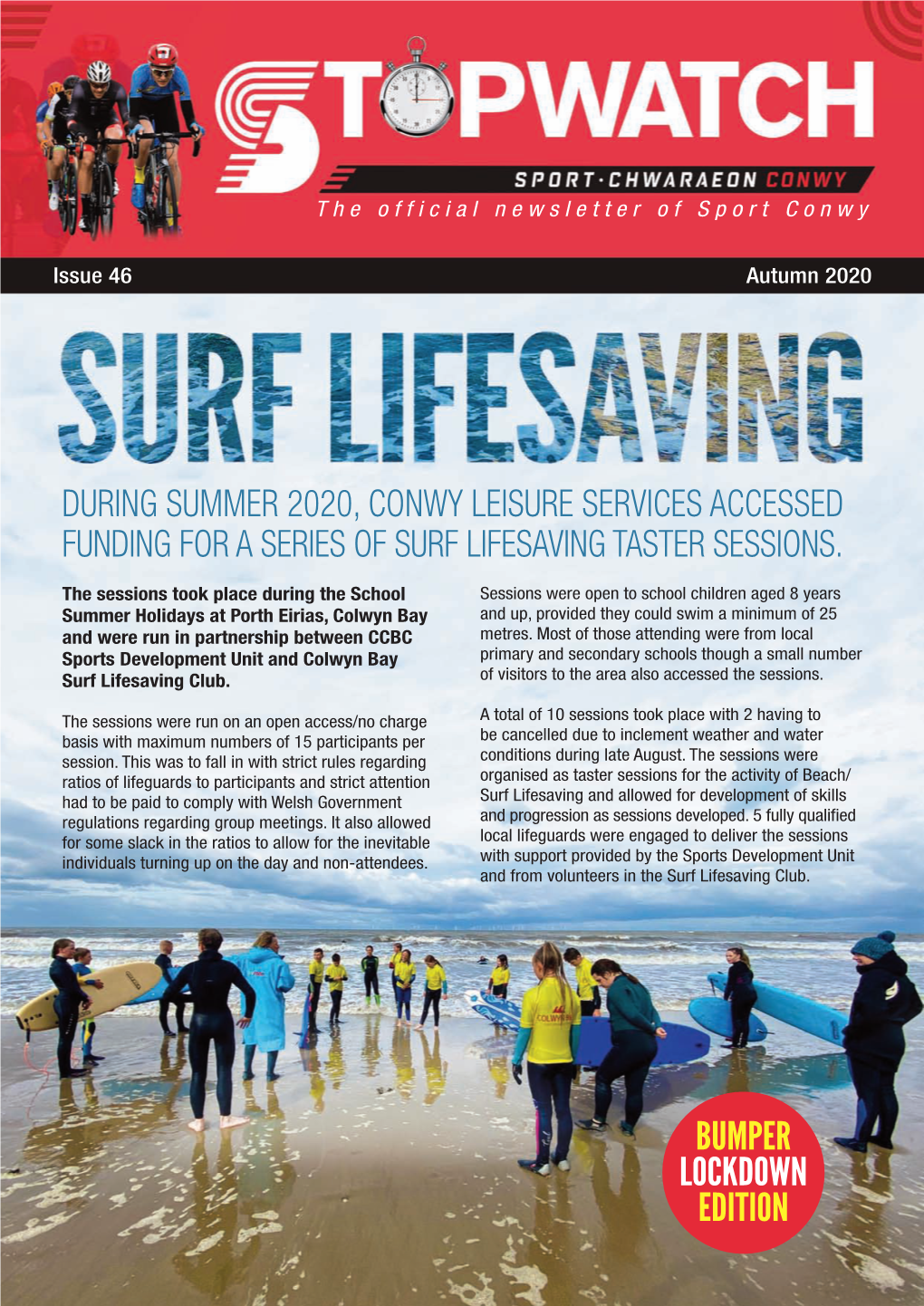 BUMPER LOCKDOWN EDITION SYRFFIO ACHUB BYWYD / SURF LIFESAVING from Front Cover