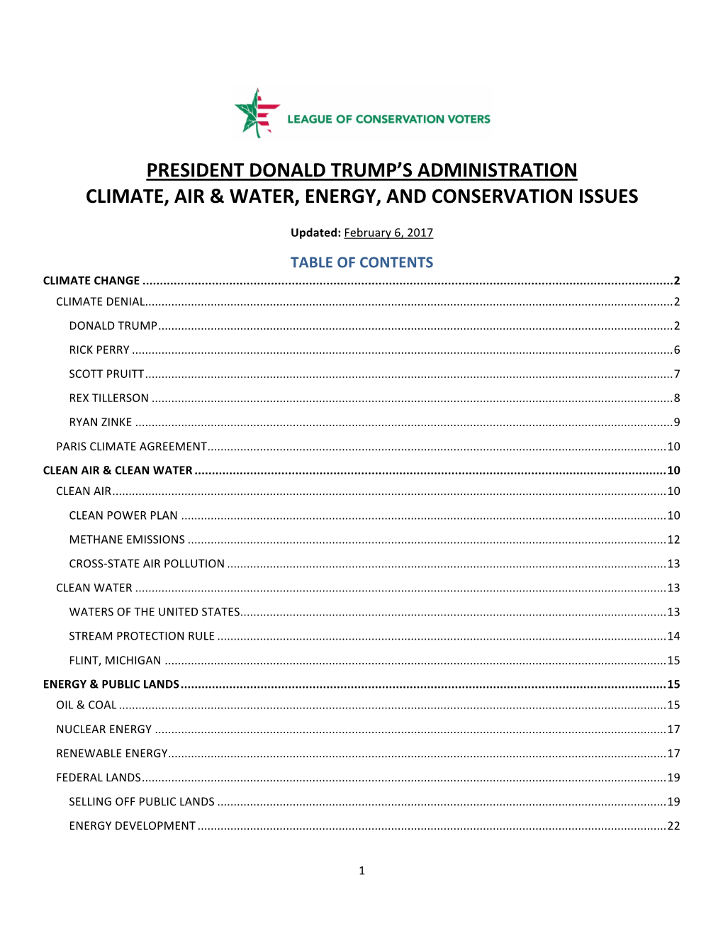 President Donald Trump's Administration Climate, Air