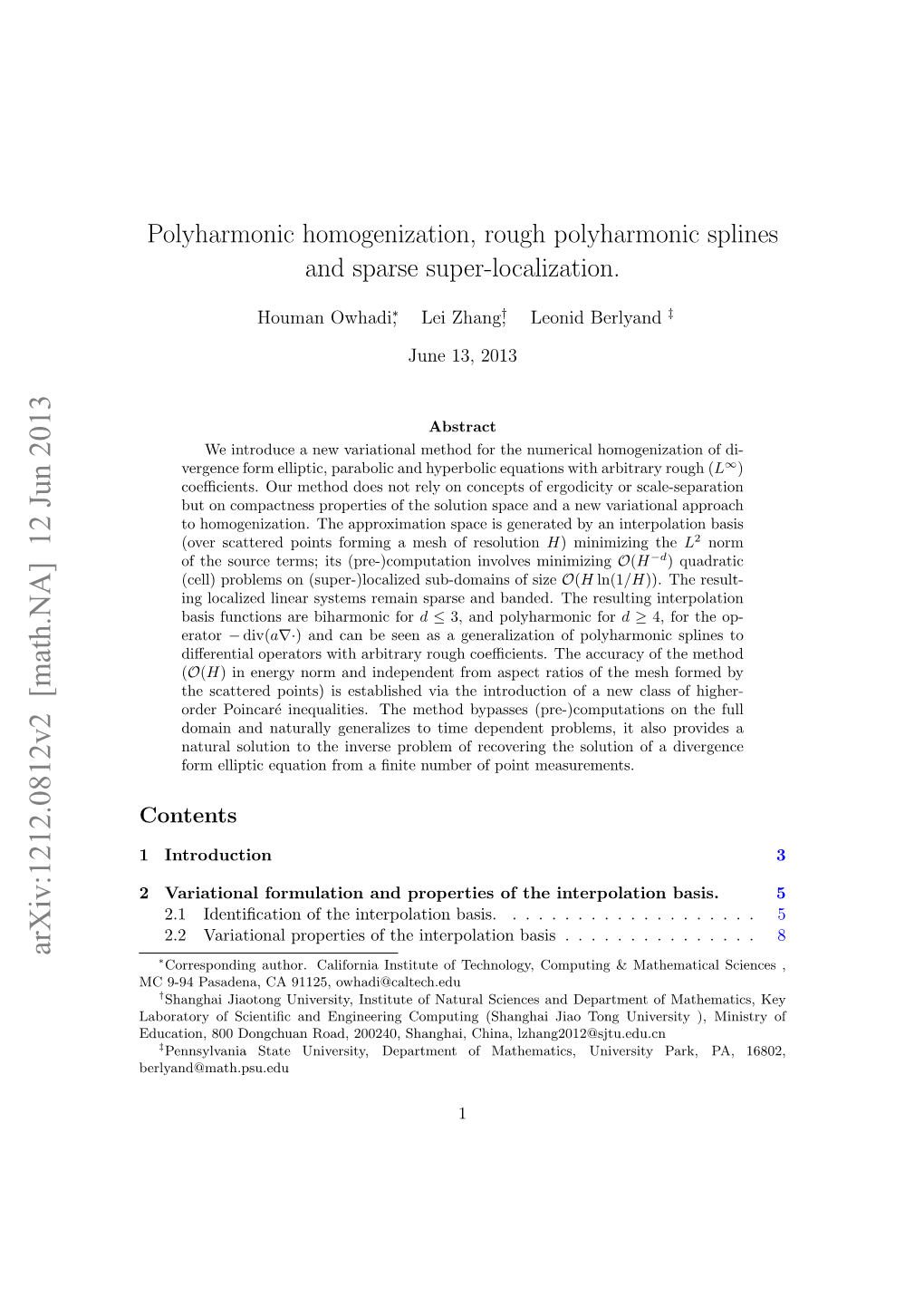 Arxiv:1212.0812V2 [Math.NA] 12 Jun 2013 ∗Corresponding Author