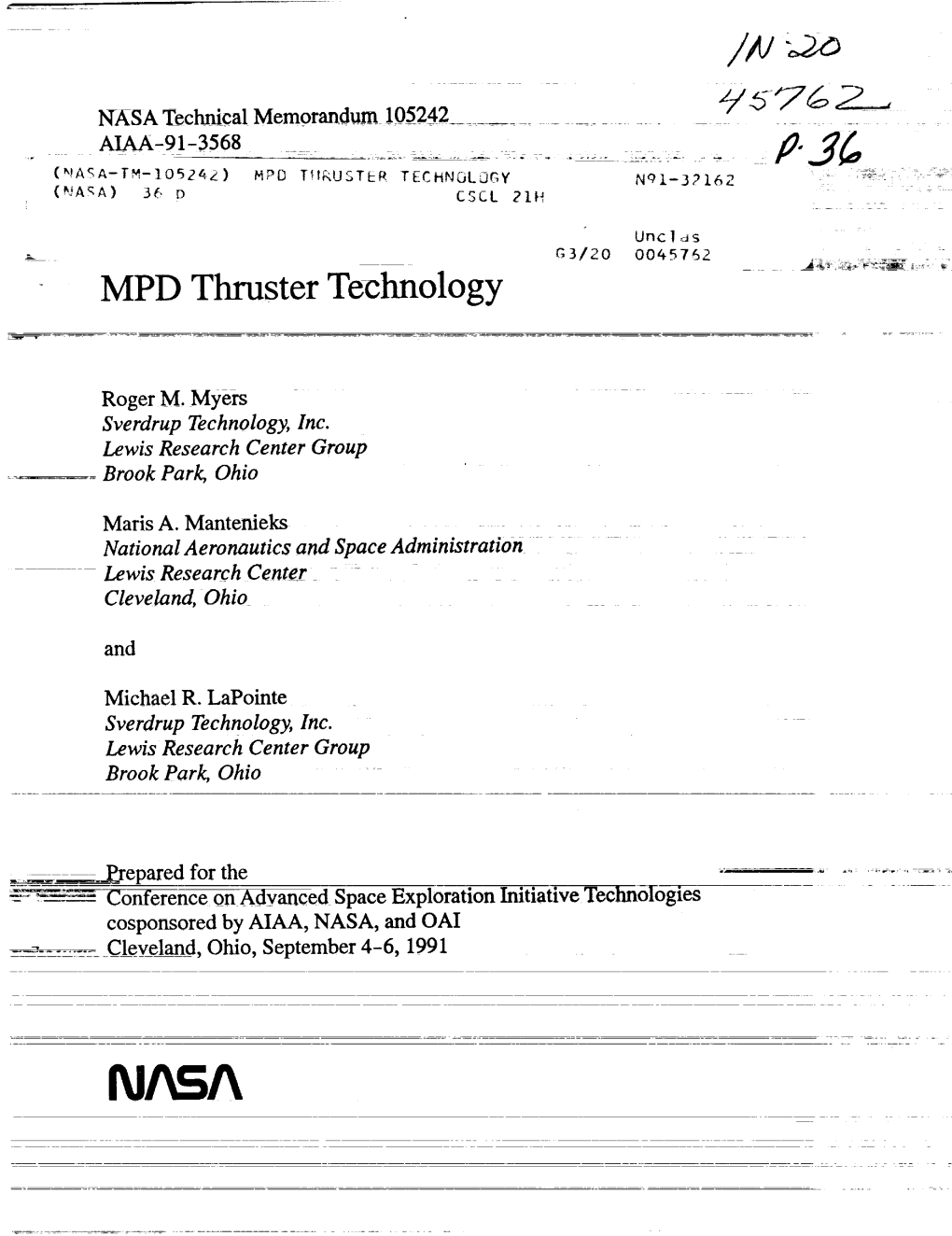 MPD Thruster Technology