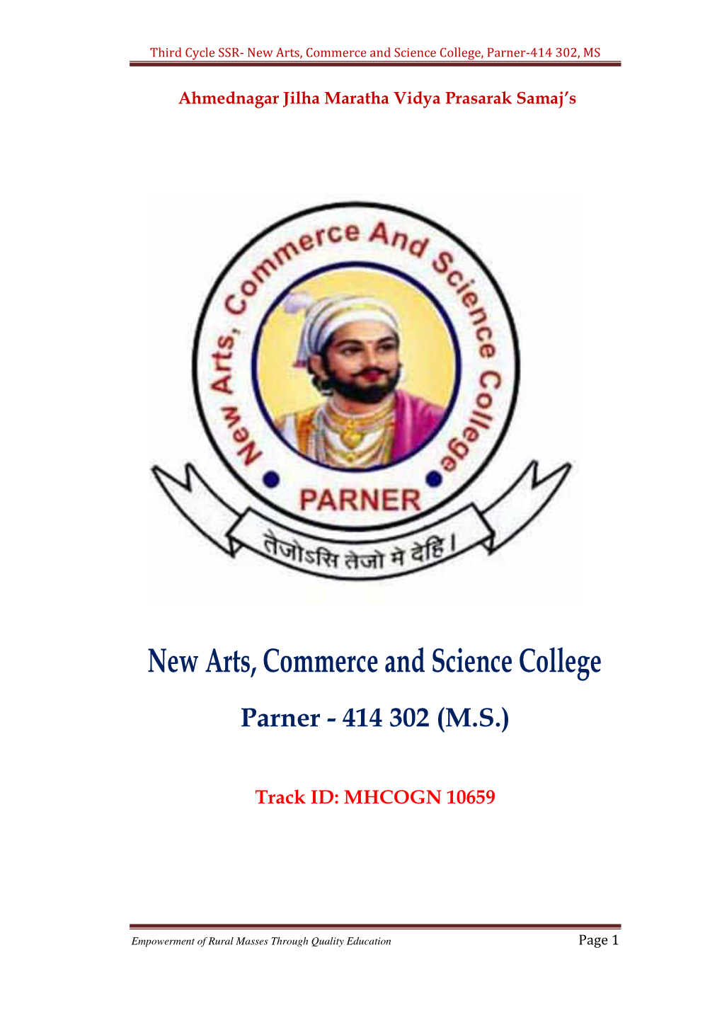 New Arts, Commerce and Science College, Parner-414 302, MS