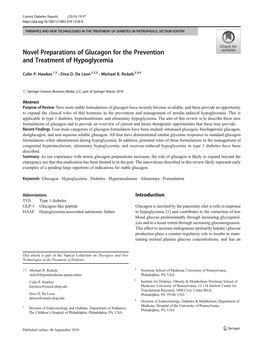 Novel Preparations of Glucagon for the Prevention and Treatment of Hypoglycemia