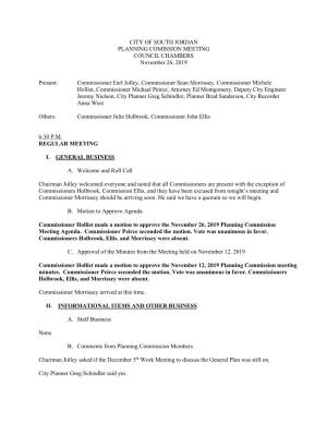 Planning Commission Minutes of 11-26-2019