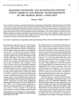And Seventeenth-Century Native American and Hispanic Transformations of the Georgia Bight Landscapes