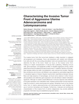 Characterizing the Invasive Tumor Front of Aggressive Uterine Adenocarcinoma and Leiomyosarcoma