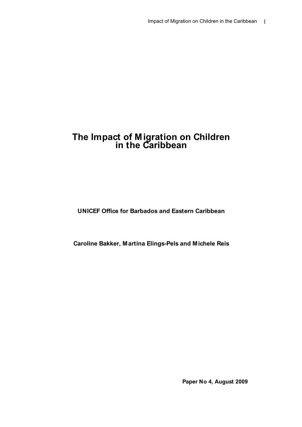The Impact of Migartion on Children in the Caribbean