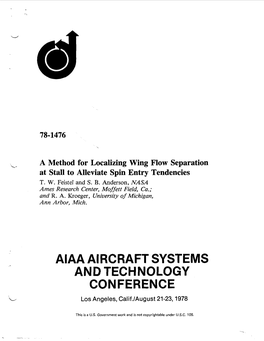 A Method for Localizing Wing Flow Separation at Stall to Alleviate Spin Entry Tendencies