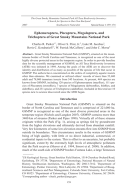Ephemeroptera, Plecoptera, Megaloptera, and Trichoptera of Great Smoky Mountains National Park