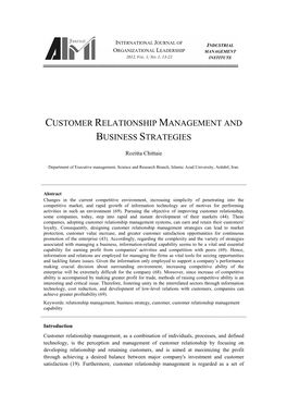 Customer Relationship Management Is a Business Strategy