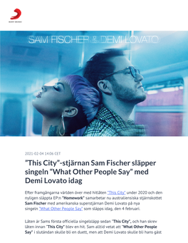 ​”This City”-Stjärnan Sam Fischer Släpper Singeln “What Other People