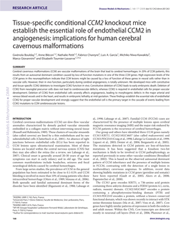 Tissue-Specific Conditional CCM2 Knockout Mice Establish The