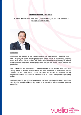New MP Briefing: Education the Vuelio Political Team Have Put