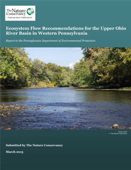 Ecosystem Flow Recommendations for the Upper Ohio River Basin in Western Pennsylvania