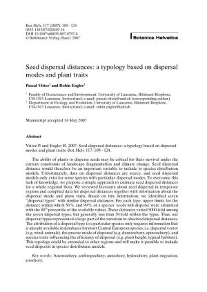 Seed Dispersal Distances: a Typology Based on Dispersal Modes and Plant Traits