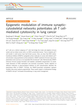 Epigenetic Modulation of Immune Synaptic-Cytoskeletal Networks