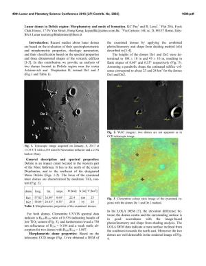 Lunar Domes in Delisle Region: Morphometry and Mode of Formation